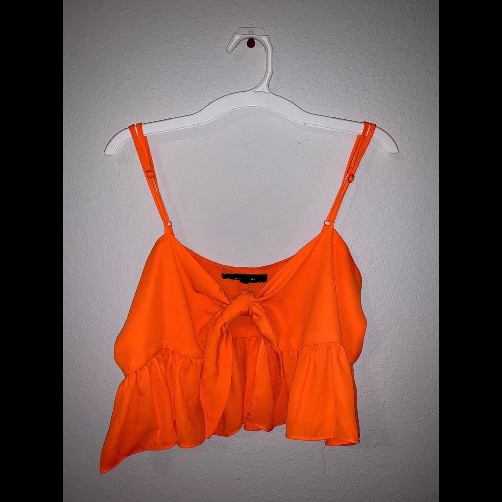Orange cropped tied tank